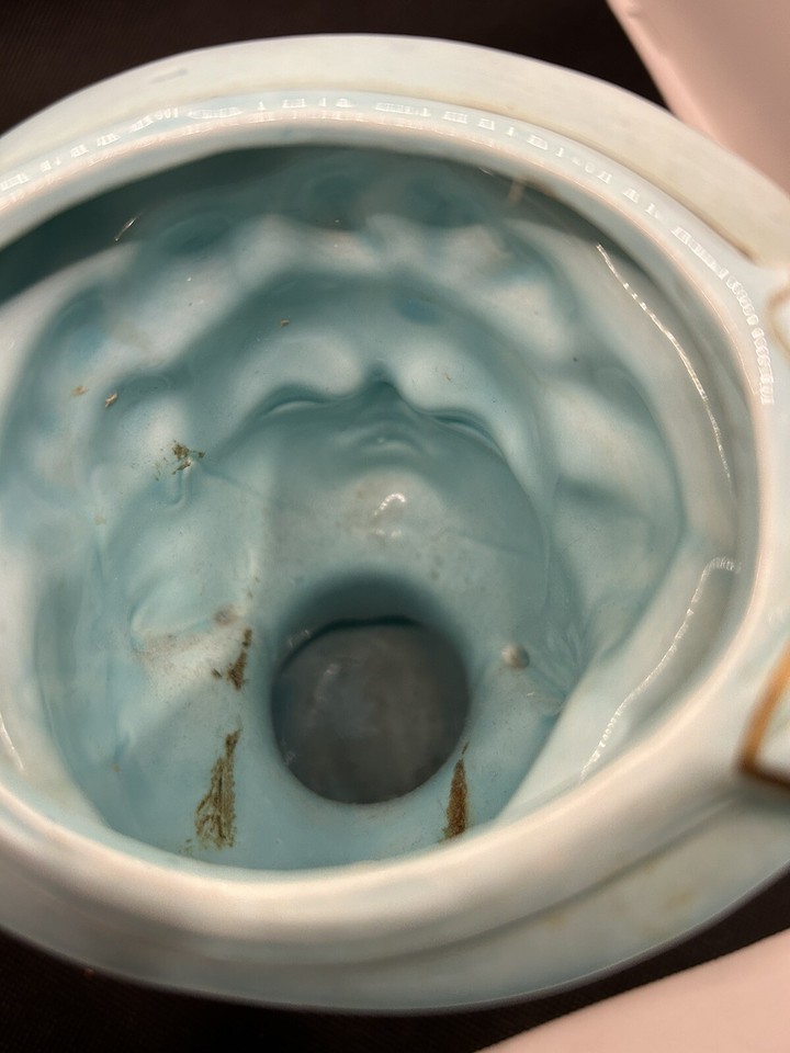 Lady Head Vase Planter Made In Japan Blue with Gold Painted Accents