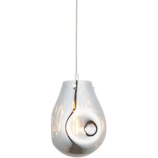 Image of Hanging Ceiling Pendant Light Chrome Metallic Glass & Chrome Plate 10W LED E27