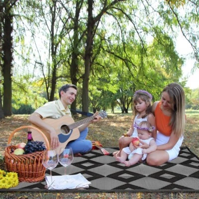 Outdoor Rugs (9x12) Camping, beach, decks and every place (New Geo Gry Blc)