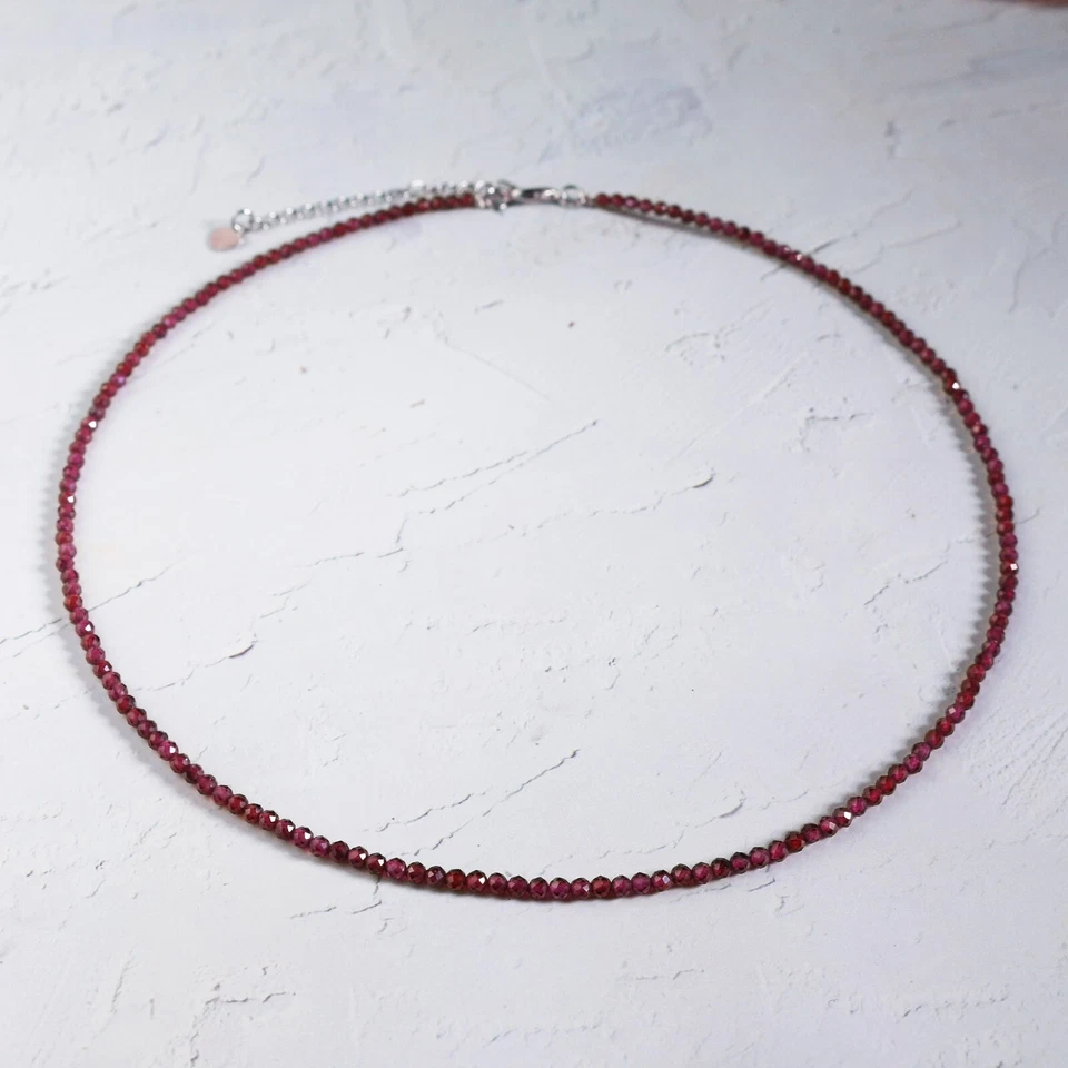 石榴石精致石珠项链石榴石勃艮第水晶精致项链 — 第 3/4 张图片