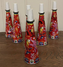 Bundle 6 Rare Vintage Litho Tin Party Horns, Trumpets 1950/60