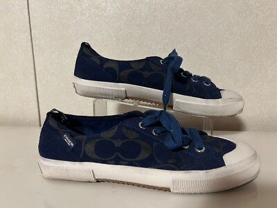 COACH Kattie Sz Navy Blue Optic C Suede Leather Sneakers