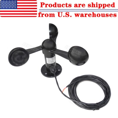 3 Cups Polycarbonate Wind Speed Sensor Voltage Signal Output Black ...