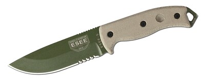 ESEE Model 5 OD GREEN Plain Edge Tan Micarta Handle Molded Sheath 5P-OD 5P-OD-E