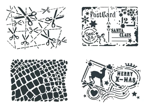 1 Schablone Hintergrund Postkarten A5 für Wand Fenster Textil ua Heike Schäfer