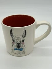 MAGENTA Coffee Tea Mug w/ Red Interior Llama w/ Blue Bowtie