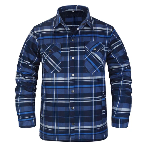 Karierter Flanell Mantel Jacke Herren Voll Stepp Hemden Winter Warm 4 Taschen Knopf Top - Bild 6 von 31