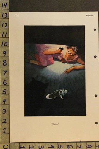 1936 WIFE HIDING UNDER BED VINTAGE SEXY ESQUIRE CARTOON VB30