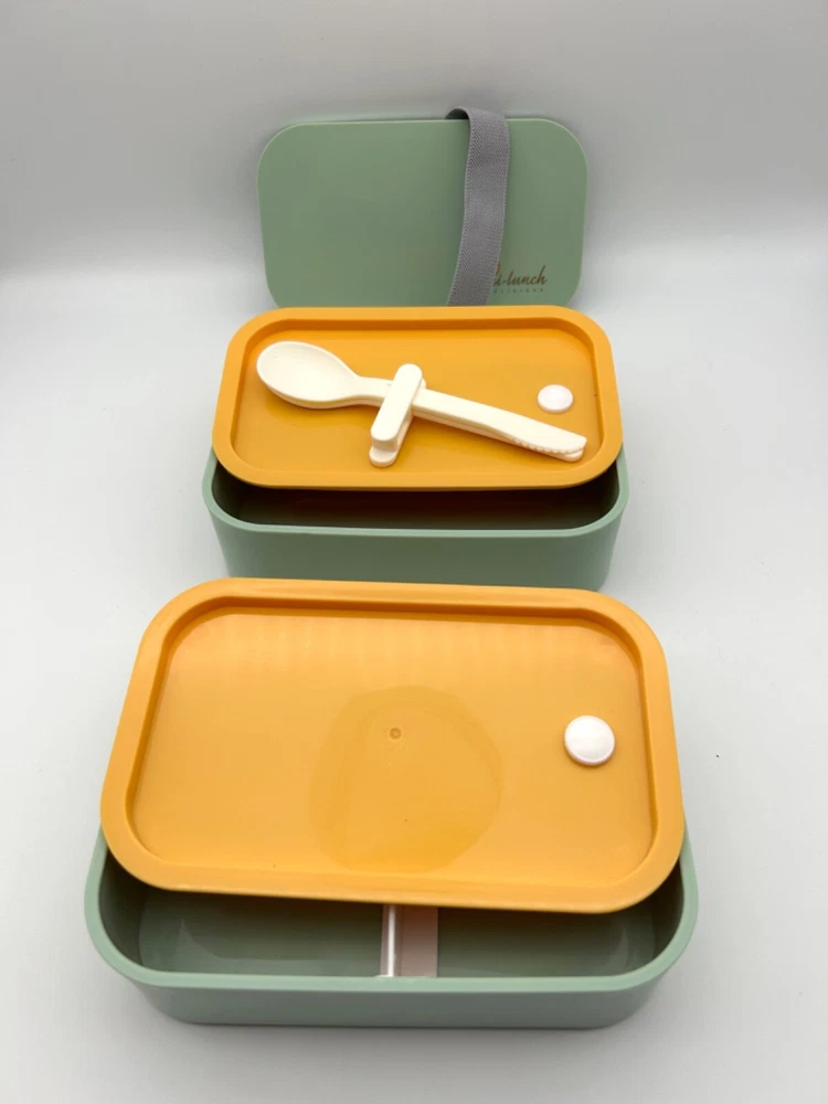 Bento Box Hi-Lunch Leak Proof Stackable Containers in Aqua Green for Adults