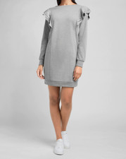 nwt EXPRESS crochet eyelet sweatshirt dress gray s small