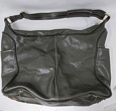Arcadia Olive Green Monogram Leather Large Tote U299