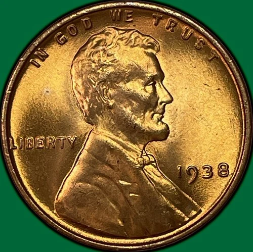 1938 Lincoln Wheat Cent Brilliant Uncirculated BU Coin #37692
