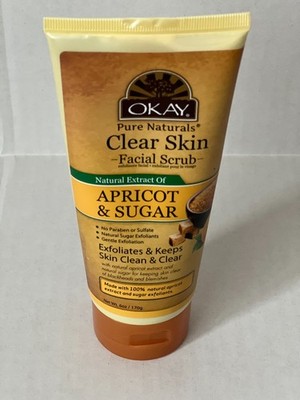 Okay Pure Naturals Clear Skin Exfoliating Facial Scrub Apricot & Sugar 6 oz