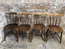 Vintage Farmhouse Dining Chairs Spindle Back Set of Four