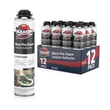 Black Spray Waterfall Foam Sealant, UV Resistant, 24oz, 12 Pack
