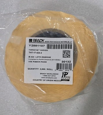 Brady THT-17-424-3 2'' x 1'' White B-424 PermaTab Labels 3000/Roll IP Printer