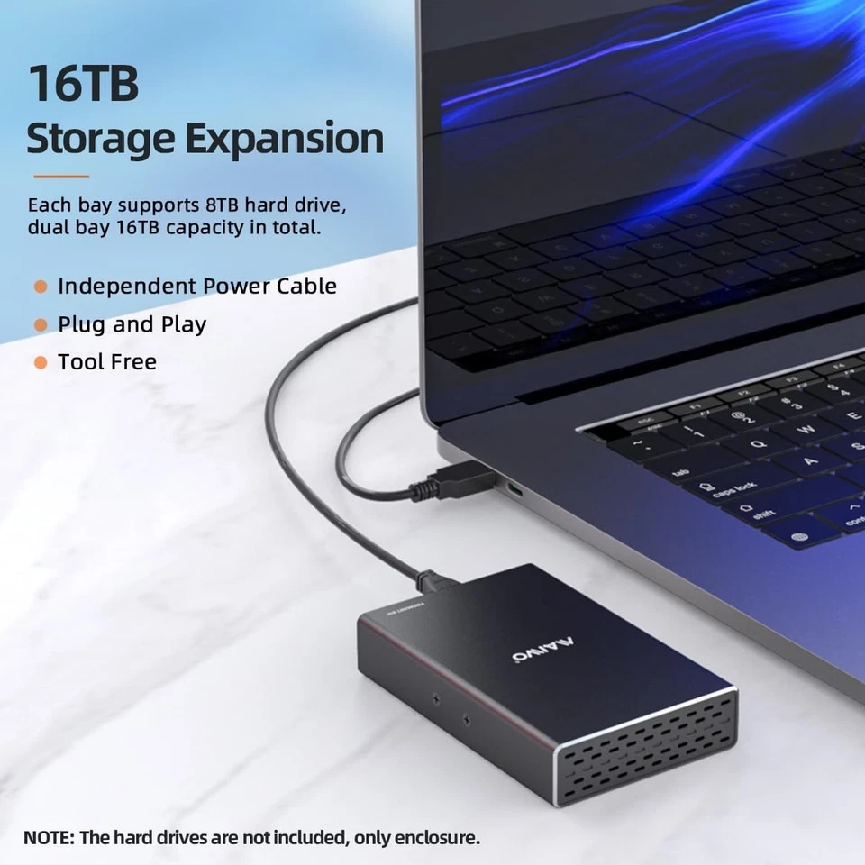 Caja de disco duro RAID doble bahía para disco duro SATA SSD HDD 2,5 pulgadas, USB 3,0 6Gbps con... Foto 2 de 4