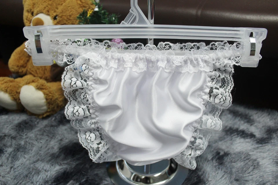 #A5 2XL/ElásticoW.24-44" Lindo Tanga Blanco Satinado Bikini Bragas Ropa Interior Bragas Foto 2 de 4