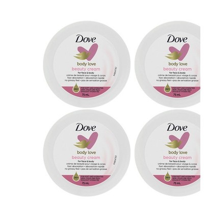 4 x Dove Body Love Beauty Cream Creme | 24H Feuchtigkeit & Glow Body & Face