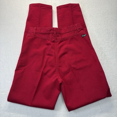 Wrangler Jeans Womens 13/14x36 Red High Rise Bareback Western Made In USA VTG