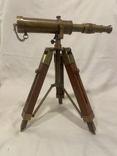 Vintage Style Brass Telescope w/ Wooden Tripod Decorative Home Antique Xmas Gift