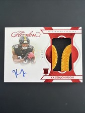 KALEB JOHNSON 2025 PANINI FLAWLESS ROOKIE PATCH AUTO RUBY RC 15/15 STEELERS