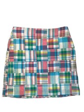 Talbots Womens Patchwork Plaid Cotton Lined Mini Skirt Madras Preppy Size 8P