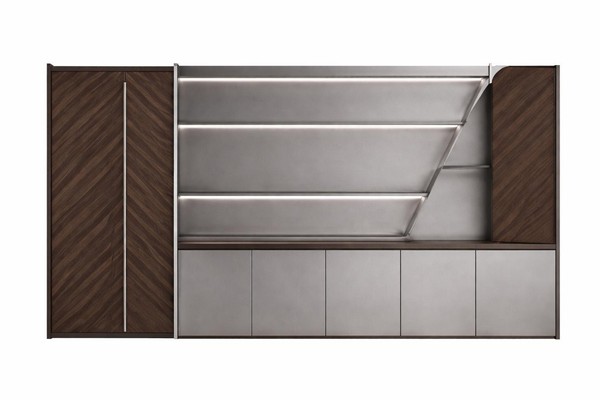 Moderner BüRoschrank Aus Holz Und Metall Mit Eleganten Regalen-image