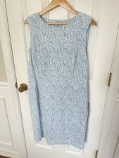 Calvin Klein Shift Dress Size 16 Blue White Sleeveless Business Office Workwear