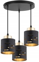 HäNgelampe KüChe 3-Flammig Schwarz Gold Rund E27 B:30 Cm Pendelleuchte Esszimmer