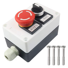Red Mushroom Emergency Stop 1NC 1NO Latching Push Button Switch, 3 Positions 2NO