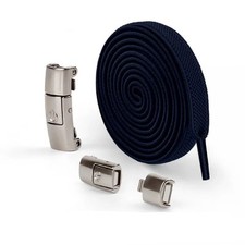 Navy Blue Elastic No Tie Boot Sneakers Flat Replacement Shoe Laces 2001