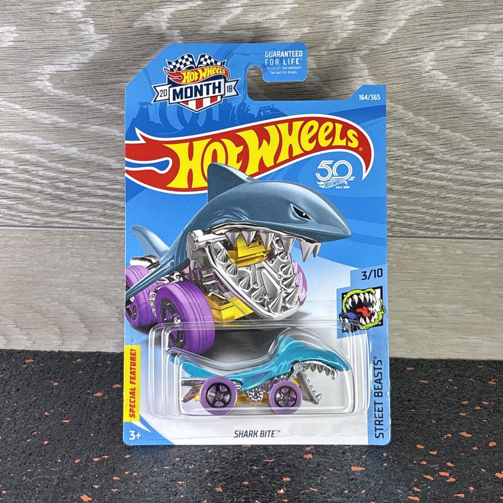 2018 Hot Wheels 50th Anniversary SHARK BITE 164/365 Blue Street Beasts 3/10