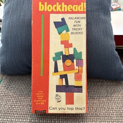 Vintage Blockhead Game Early Edition Tricky Balancing Blocks Party Game 1954