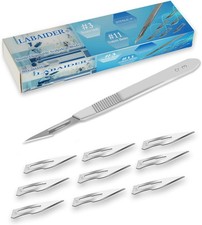 Surgical Grade Blades 11 10pcs Sterile with 3 Scalpel Knife Handle for Biology