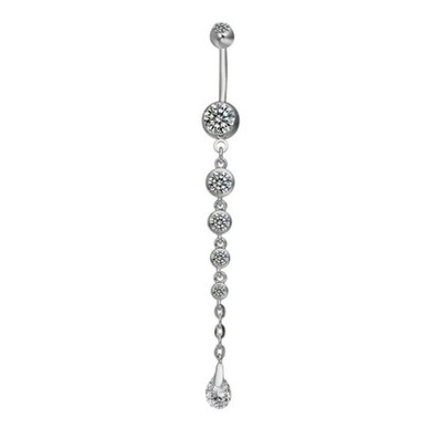 STERILIZE PACK: Extra Long Gems 14g Surgical Steel Navel Barbell.
