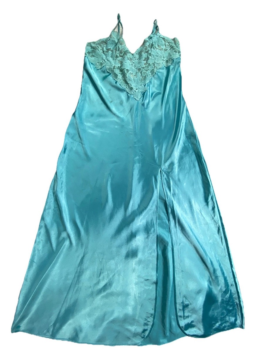 teal silk slip dress Women's Dark turquoise Satin Slip Dress