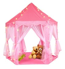 Princess Tent for Girls,Kids Castle Play Tent with LED Star Lights,Large Playhou
