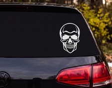 Skull Front Facing Biker Tattoo Style Bold Graphic Vinyl Decal Sticker Car