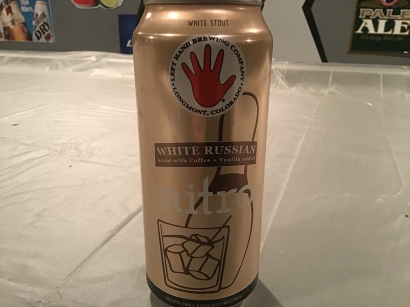 White Russian Nitro Stout 16oz empty beer can
