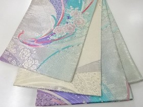 7867417: JAPANESE KIMONO / BOUQUET PATTERN WOVEN FUKURO OBI