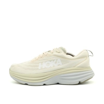 Hoka One Herren Bondi 8 Wide Sneaker Beige Mesh Extrabreit Laufschuhe EU 44 