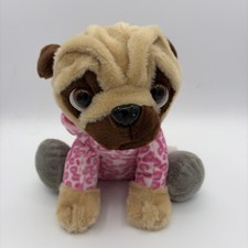 Gitzy Pug Puppy Dog Wearing Pink Cheetah Hooded PJs 8 Plush Stuffed Animal