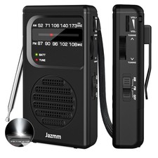 Portable AM FM Radio: 3W Speaker, Flashlight  Back Clip for On-the-Go Enjoyment
