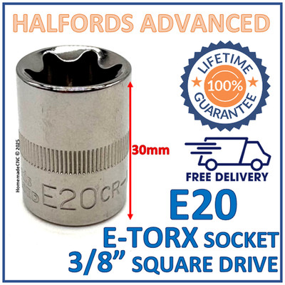 Halfords Advanced 3/8'' Drive E20 E-Torx Socket - Free P&P - Lifetime Guarantee