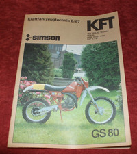 DDR Zeitschrift KFT Kraftfahrzeugtechnik 08/1987 IFA Simson GS 80