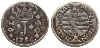 Brazil 75 Reis 1754 José I Silver