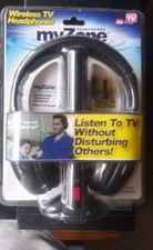Zone Wireless TV Headphones Cordless For TV 100 Ft Range New In Box Sealed