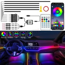 Dream Color Acrylic Neon Interior USB Car Ambient Light Kit 10 in1 Music Dynamic