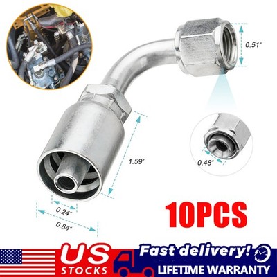 10X 3/8'' JIC 37° Female 90° Hydraulic Hose End Elbow Crimp Fitting For 3/8'' I.D